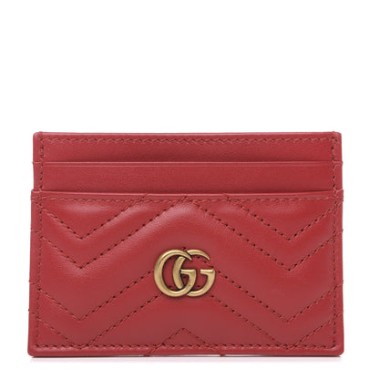 Gucci Calfskin Matelasse GG Marmont Card Holder Hibiscus Red 1 of 6