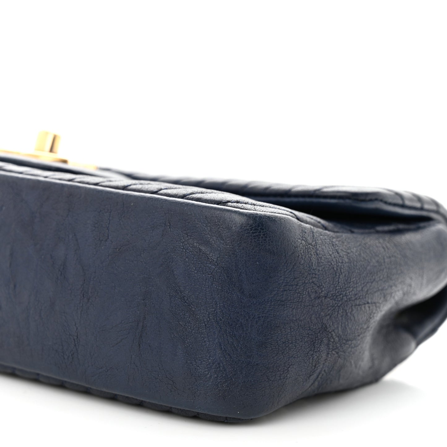 Calfskin Chevron Quilted Small Surpique Flap Navy