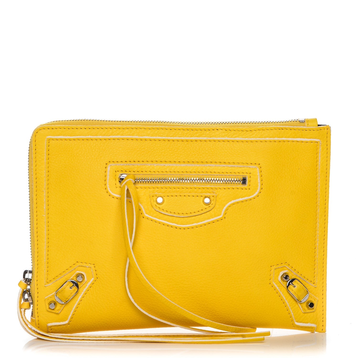 Balenciaga Agneau Arena Classic Hardware Small Pouch Jaune Soleil 1 of 7