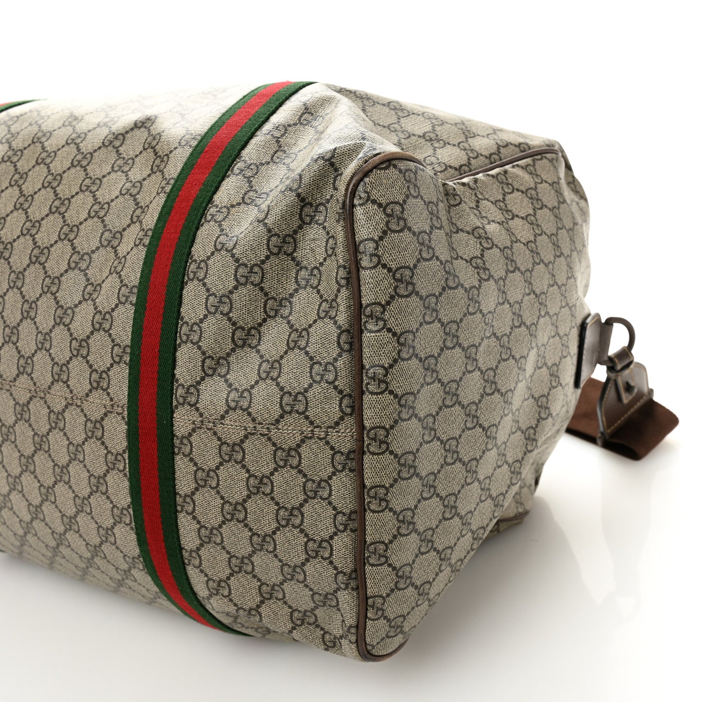 GG Supreme Monogram Web Medium Duffle Bag Brown