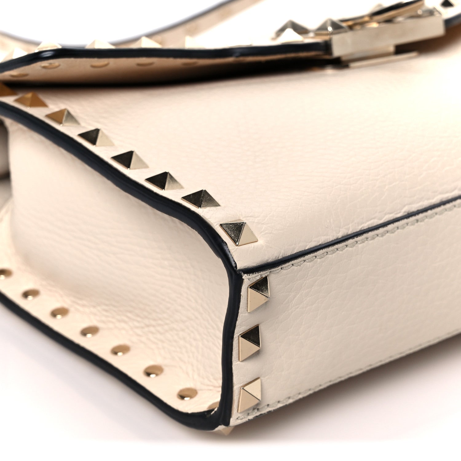 Valentino Garavani Pebbled Calfskin Medium Rockstud Flip Lock Crossbody Bag Light Ivory 9 of 10