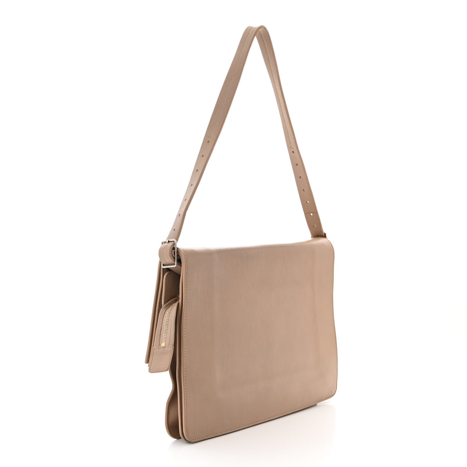 Celine Lambskin Clasp Clutch Foldover Bag Beige 3 of 11