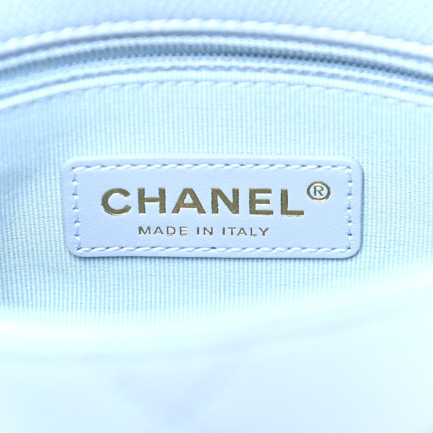 Iridescent Caviar Quilted Mini My Perfect Flap Light Blue