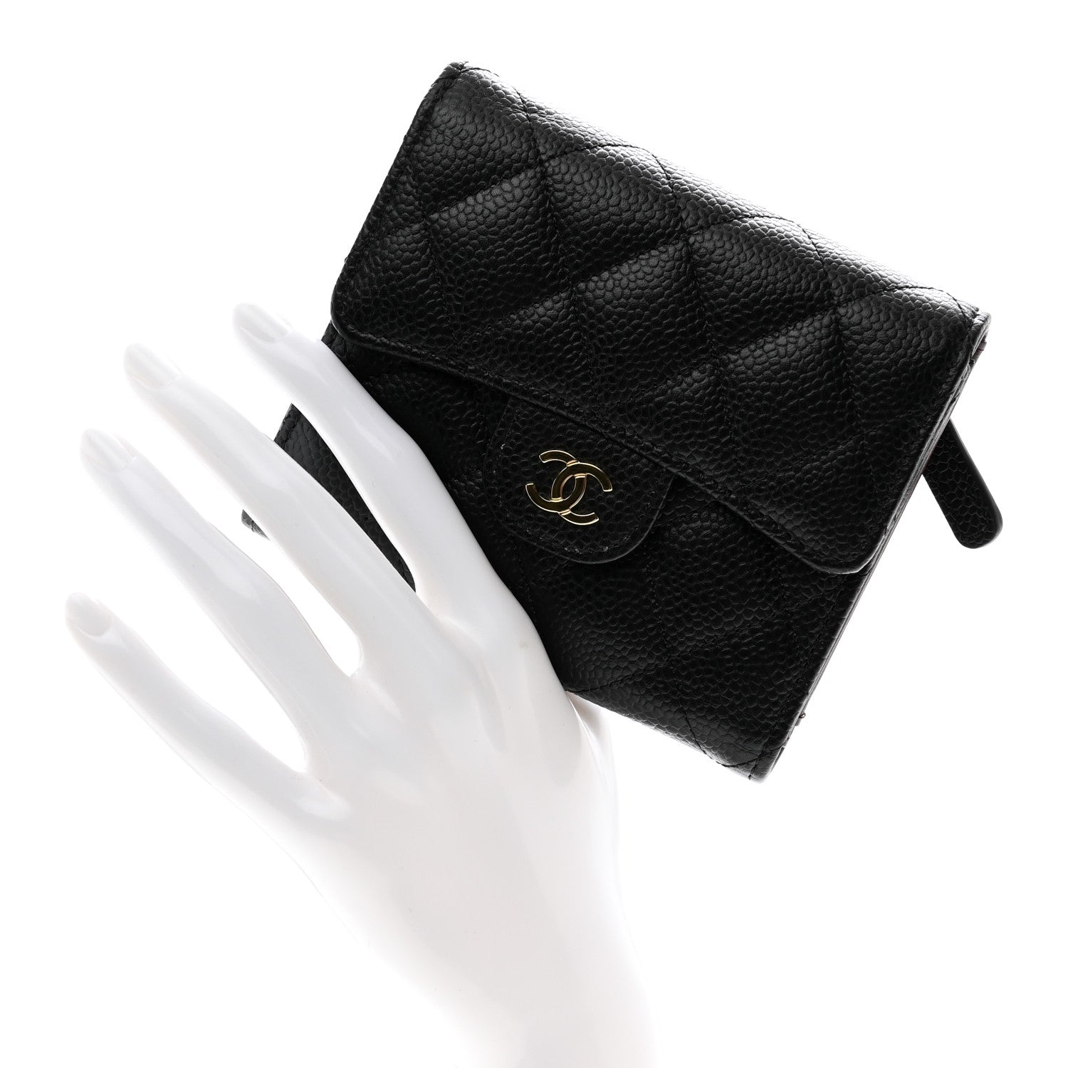 Chanel Caviar Quilted Compact Flap Wallet Black 2 of 9