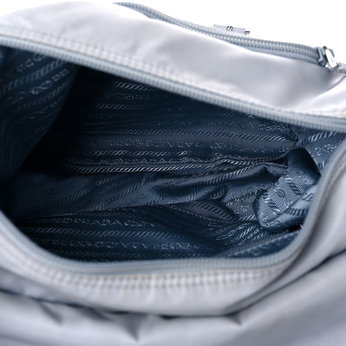Re-Nylon Vela Saffiano Pocket Double Buckle Messenger Shoulder Bag Fiordaliso