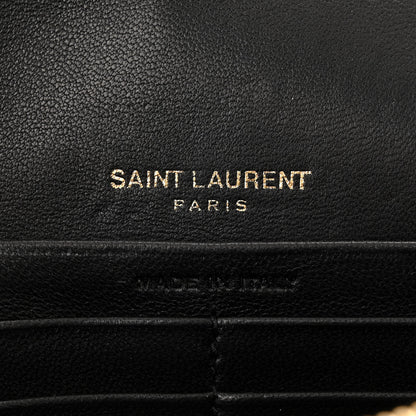 Saint Laurent Lambskin Matelasse Monogram Vicky Chain Wallet Black 6 of 10
