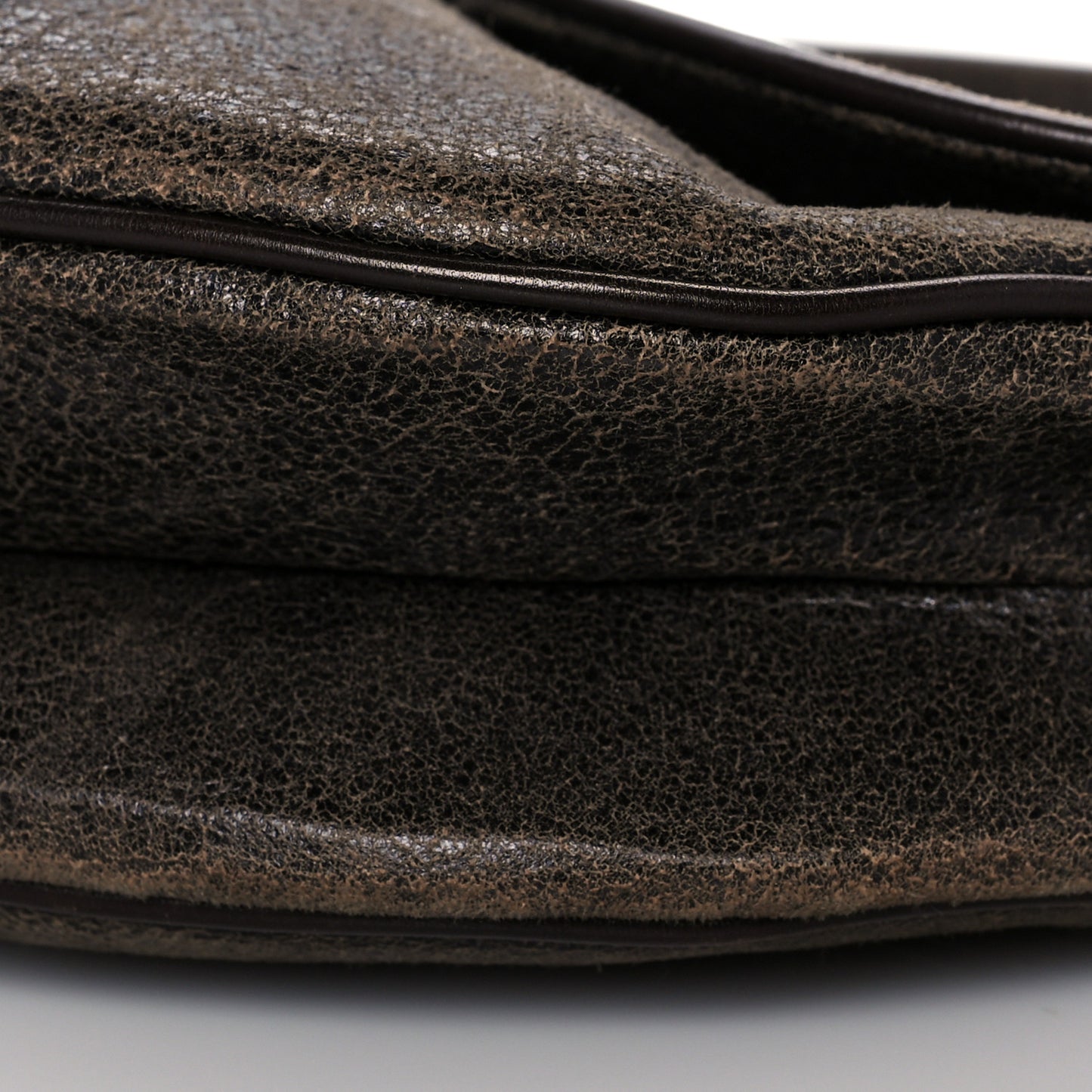 Distressed Calfskin Saddle Bag Brown