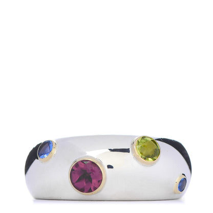 Tiffany Sterling Silver 18K Yellow Gold Sapphire Tourmaline Peridot Etoile Ring 56 7.5 1 of 5