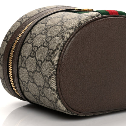 Gucci GG Supreme Monogram Textured Calfskin Web Ophidia Vanity Cosmetic Case Beige Ebony New Acero 9 of 11