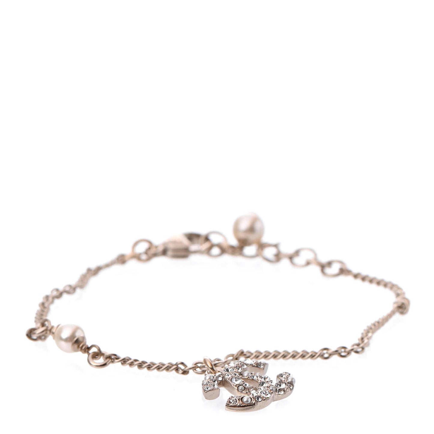 Pearl Crystal CC Bracelet Gold