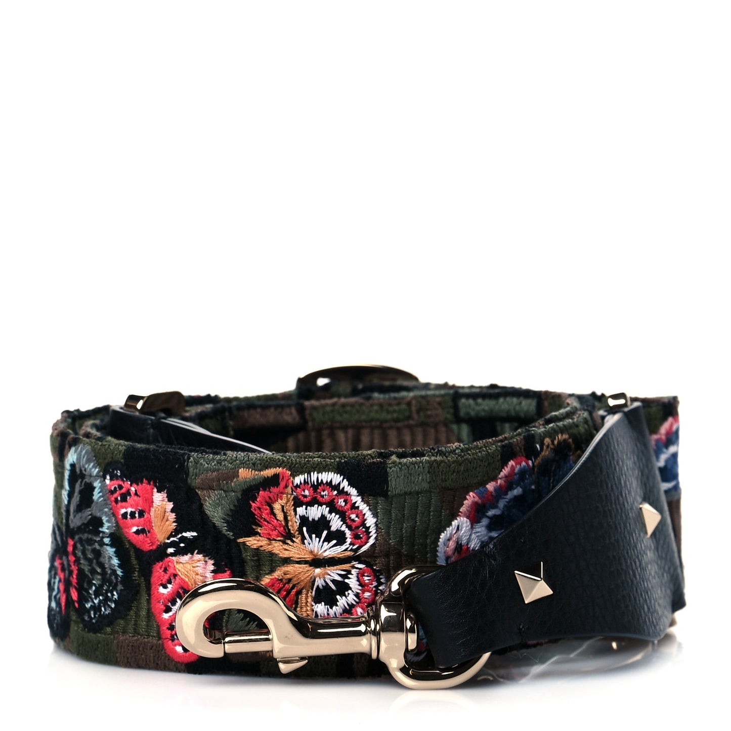 Canvas Camo Butterfly Embroidered Guitar Strap Multicolor
