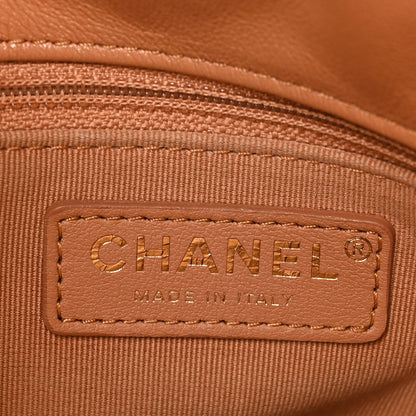 Chanel Shiny Calfskin Quilted Small Supple Twins Hobo Bag Brown 6 of 10