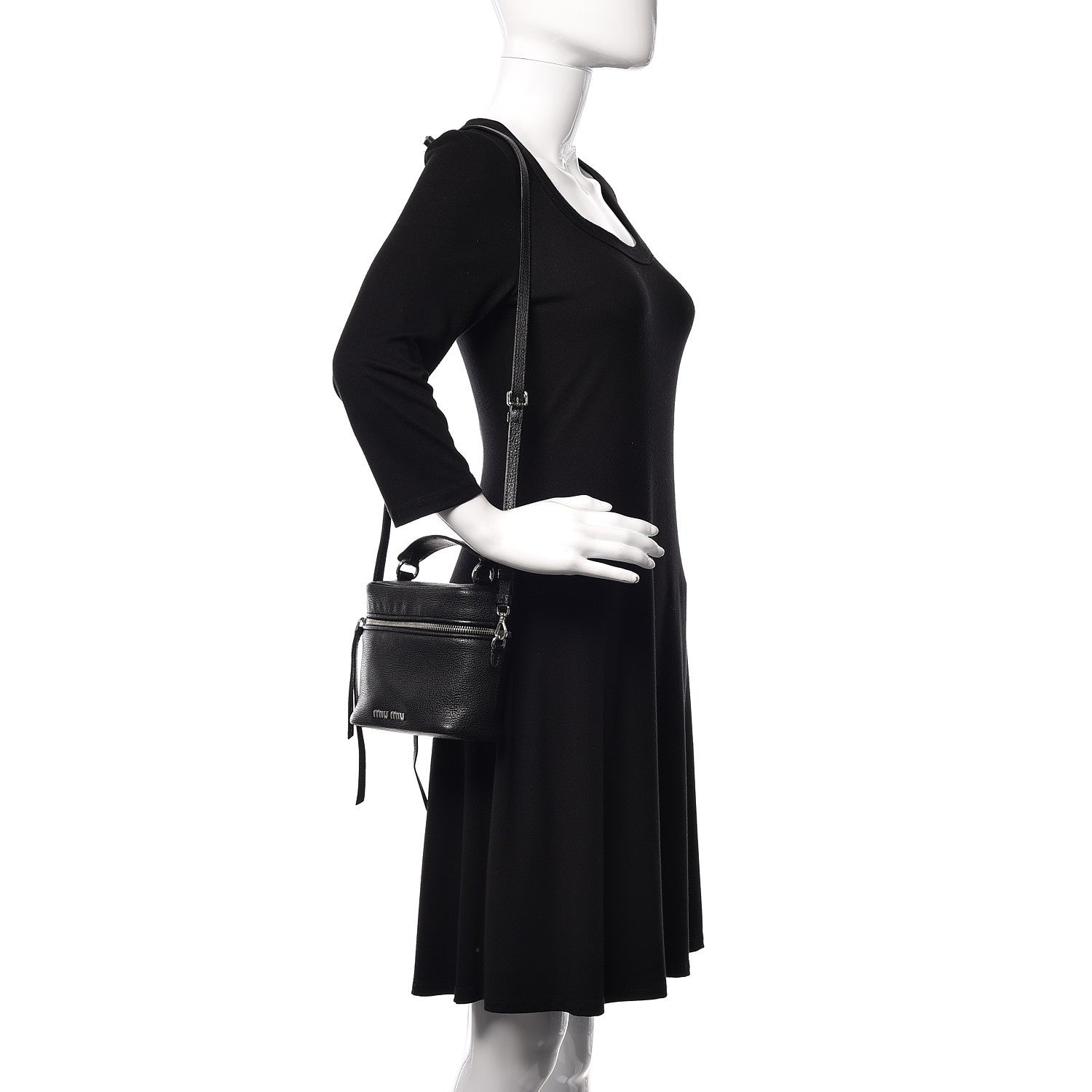 Miu Miu Goatskin Madras Bucket Bag Black 2 of 9