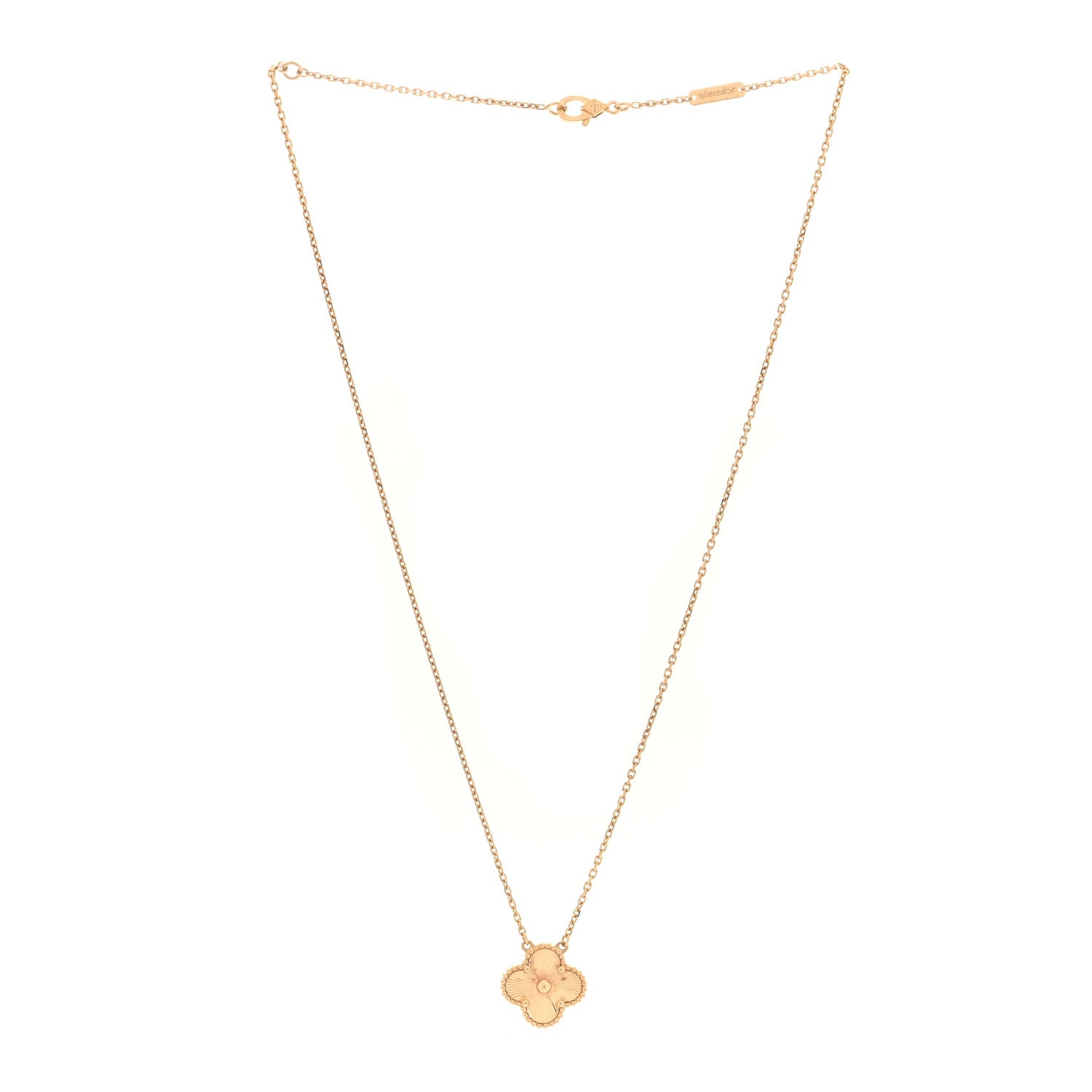 Van Cleef & Arpels 18K Yellow Gold Guilloche Vintage Alhambra Pendant Necklace 2 of 5