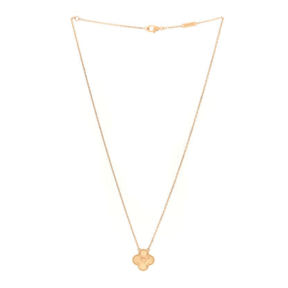 Van Cleef & Arpels 18K Yellow Gold Guilloche Vintage Alhambra Pendant Necklace 2 of 5
