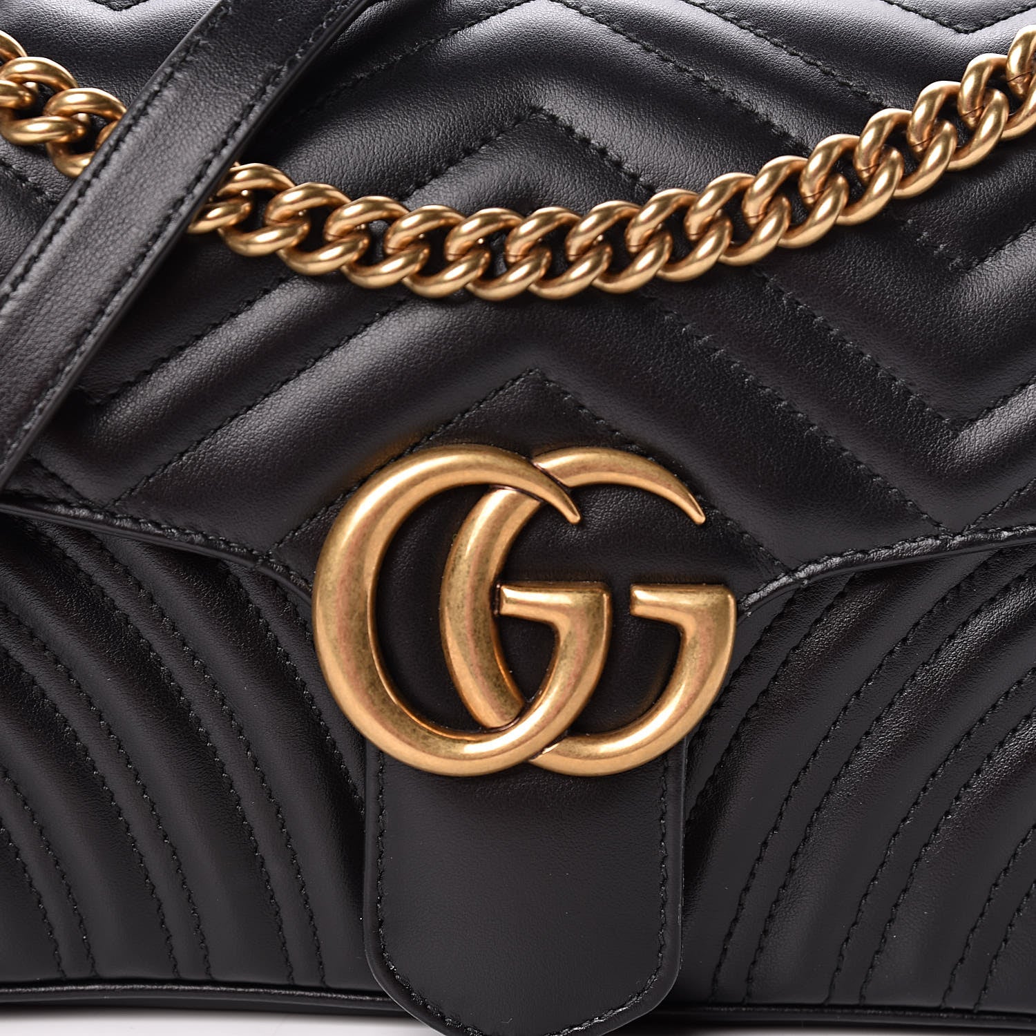 Gucci Calfskin Matelasse Small GG Marmont Shoulder Bag Black 10 of 11