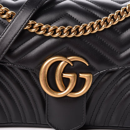 Gucci Calfskin Matelasse Small GG Marmont Shoulder Bag Black 10 of 11