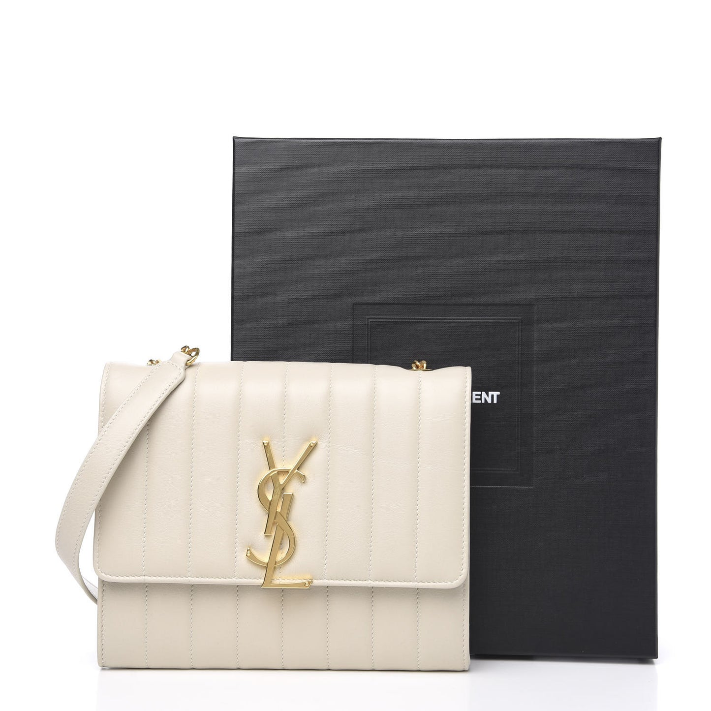 Lambskin Matelasse Monogram Vicky Chain Wallet Off White