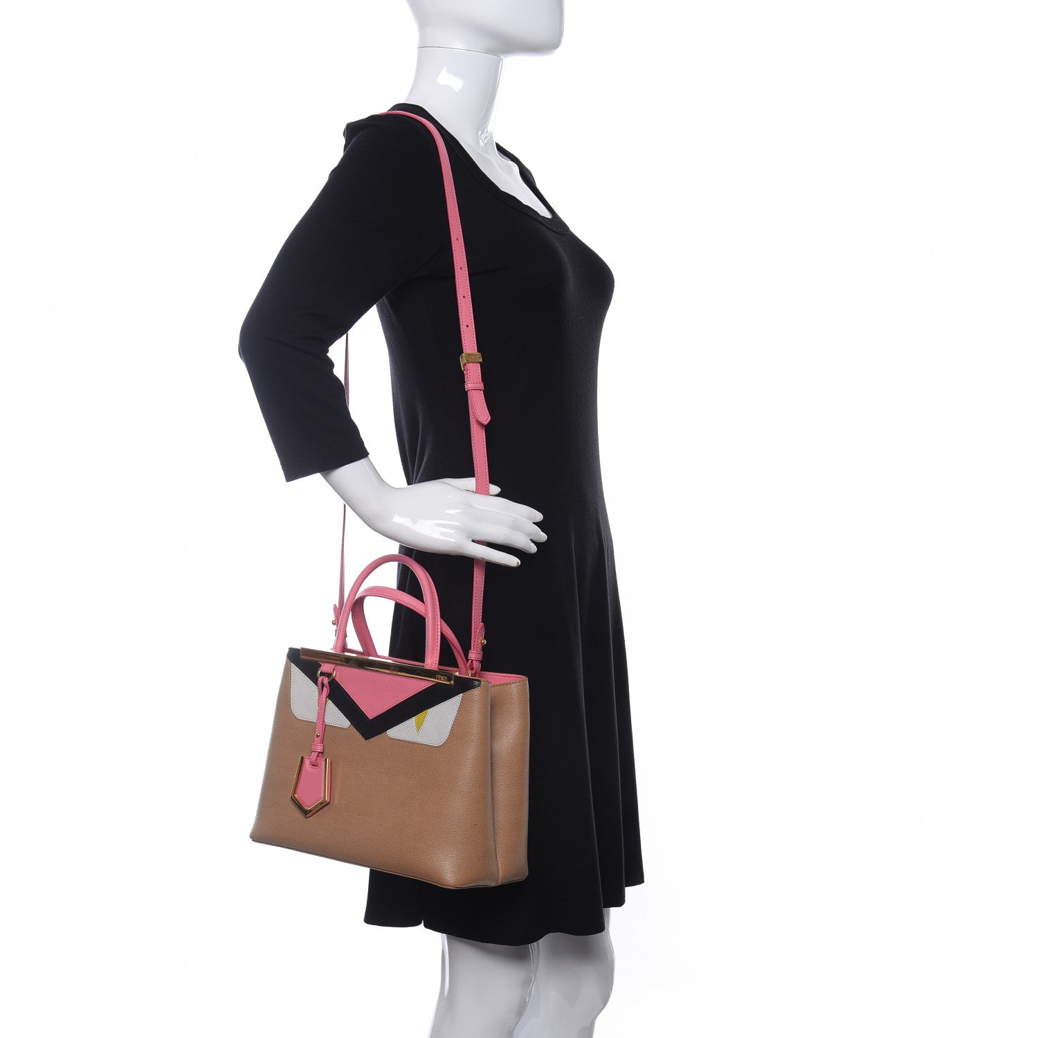 Fendi Vitello Elite Monster Petite 2Jours Tote Cuoio Lollypop Multicolor 2 of 10
