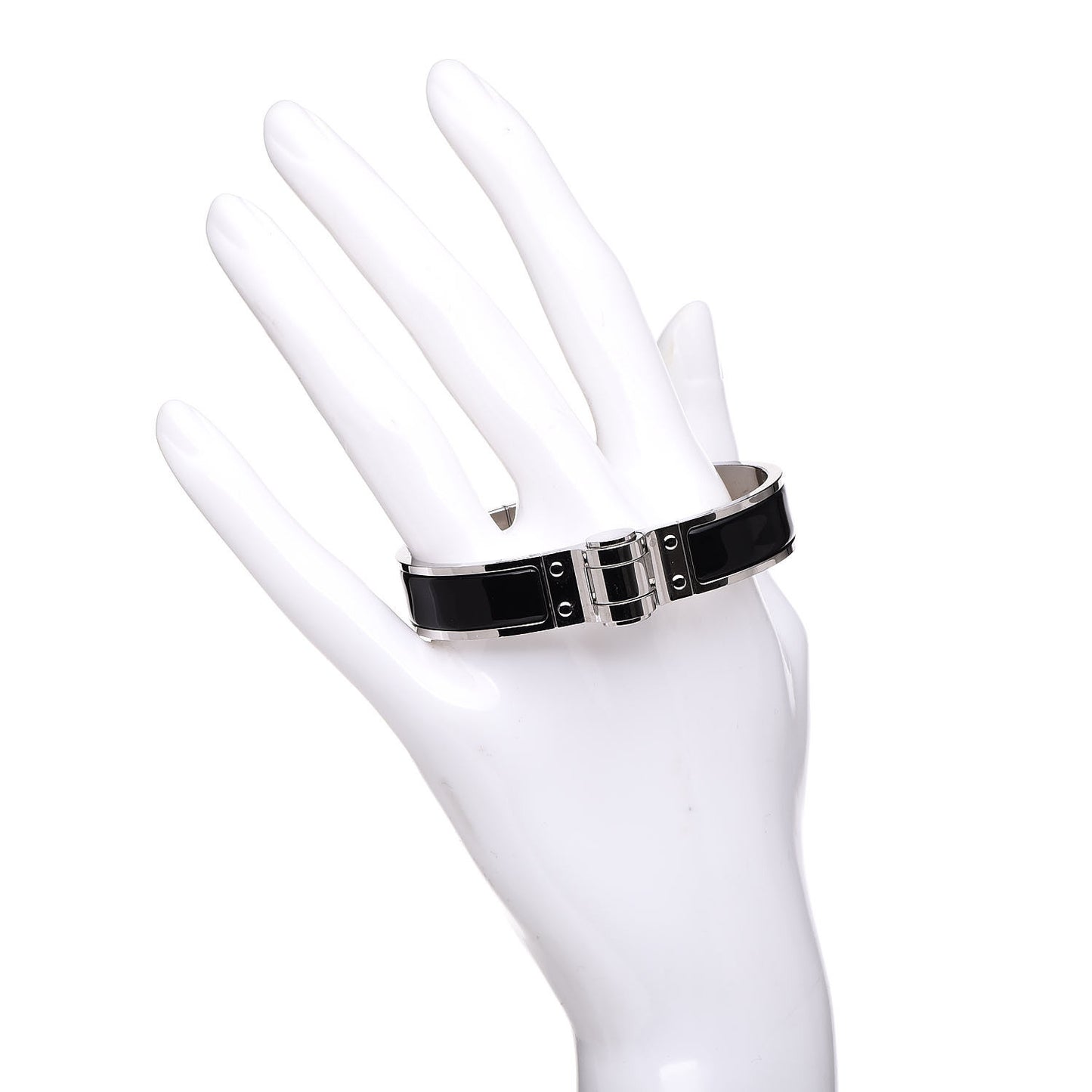 Enamel Charniere Uni Narrow Hinged Bracelet S Black