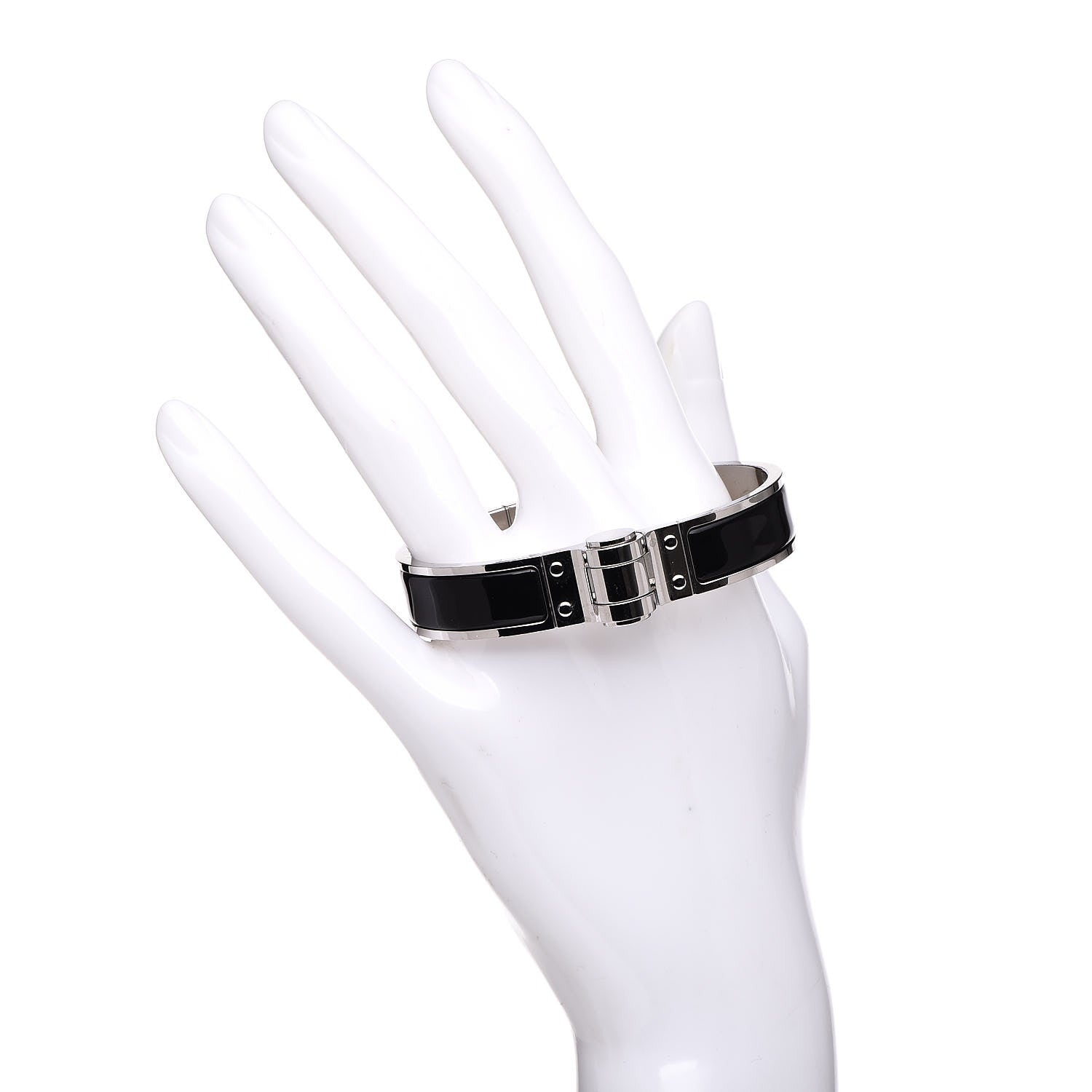 Hermes Enamel Charniere Uni Narrow Hinged Bracelet S Black 2 of 5