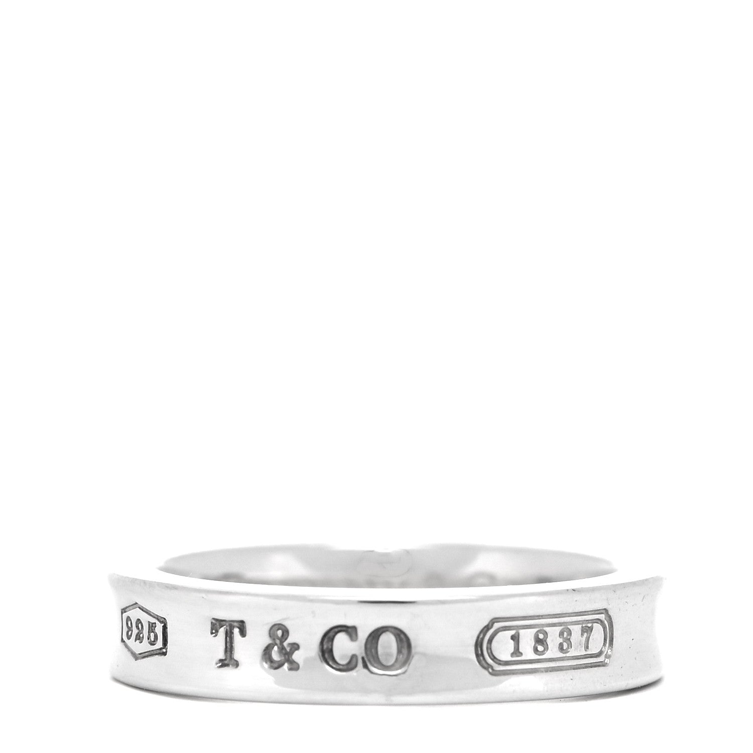 Tiffany Sterling Silver Narrow 1837 Band Ring 49 5 1 of 5