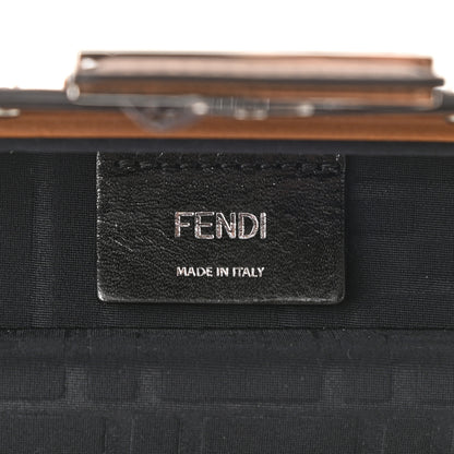 Fendi Shiny Glazed Fabric Vachetta FF 1974 Mini Baguette Trunk Mogano Panna Cuoio 6 of 10