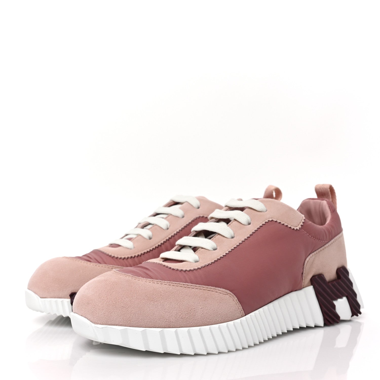Hermes Parachute Fabric Suede Goatskin Bouncing Sneakers 37 Rose Rose Opaline 3 of 8