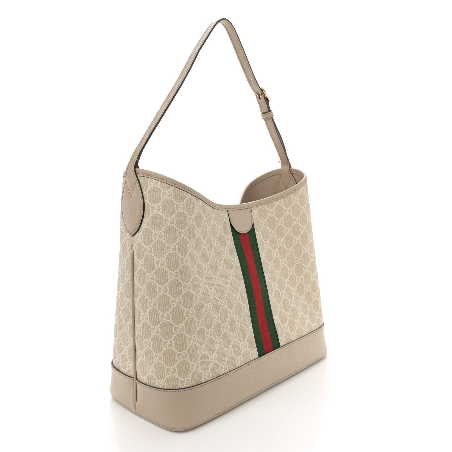Gucci GG Supreme Monogram Web Large Ophidia Shoulder Bag Beige White Oatmeal 3 of 11