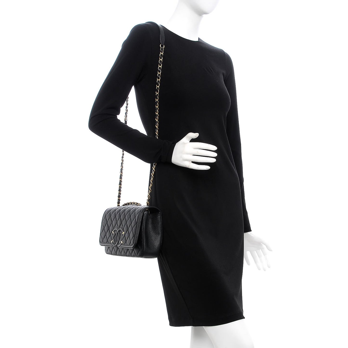 Caviar Quilted Medium CC Filigree Flap Black