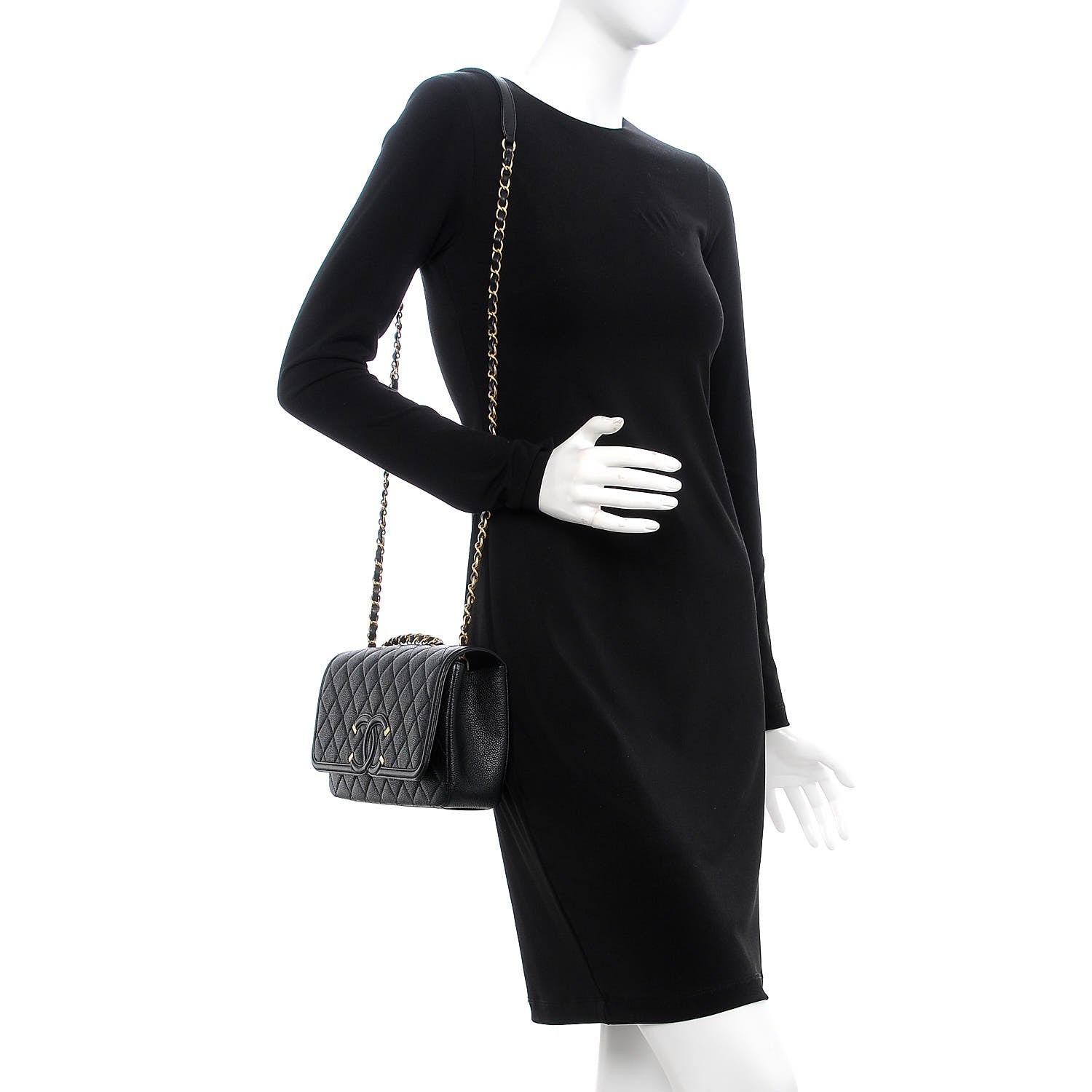 Chanel Caviar Quilted Medium CC Filigree Flap Black 2 of 7