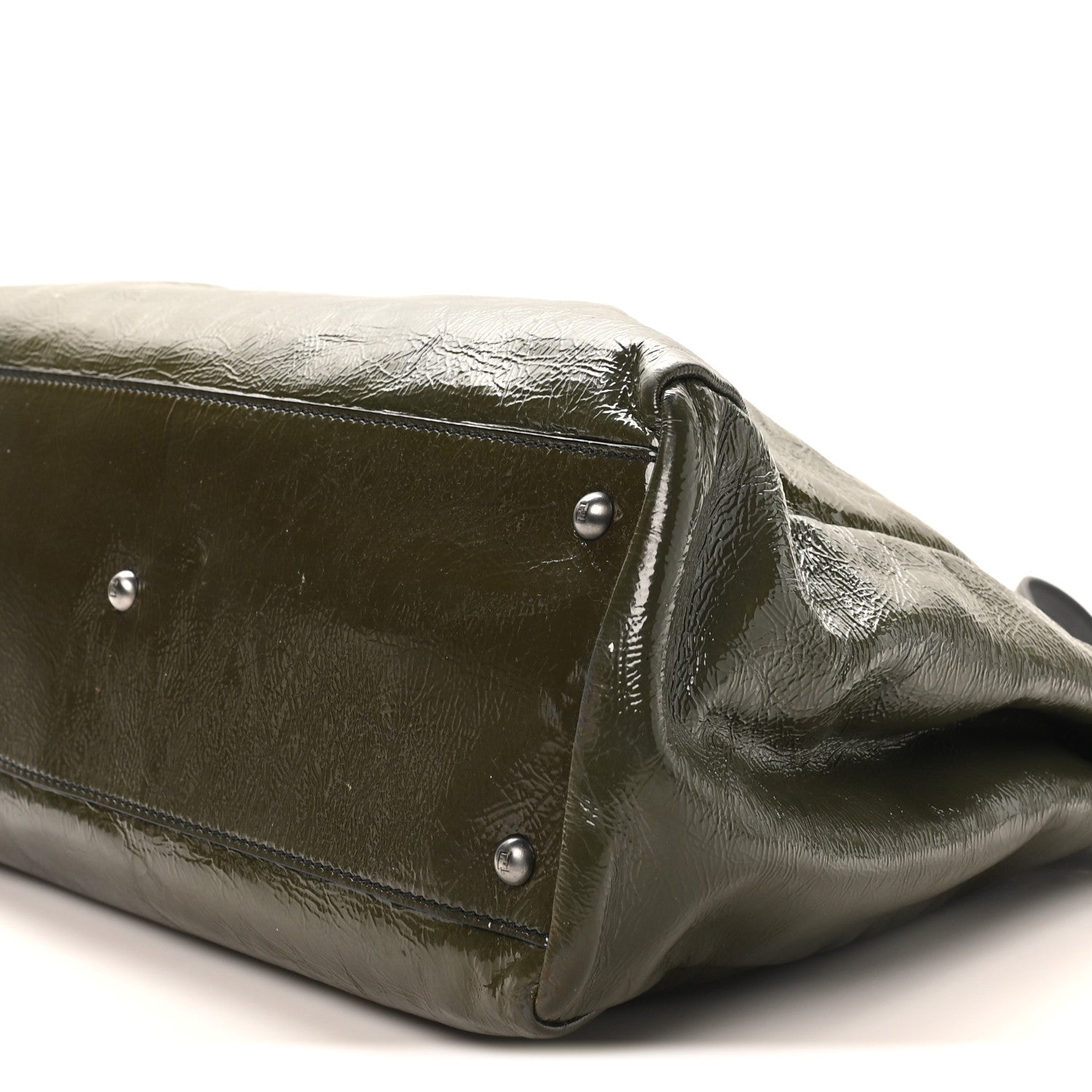 Fendi Patent Large Peekaboo Iconic Satchel Green 1843355