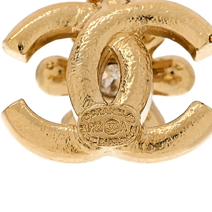 Chanel Metal Crystal CC Daisy Drop Earrings Gold 4 of 4