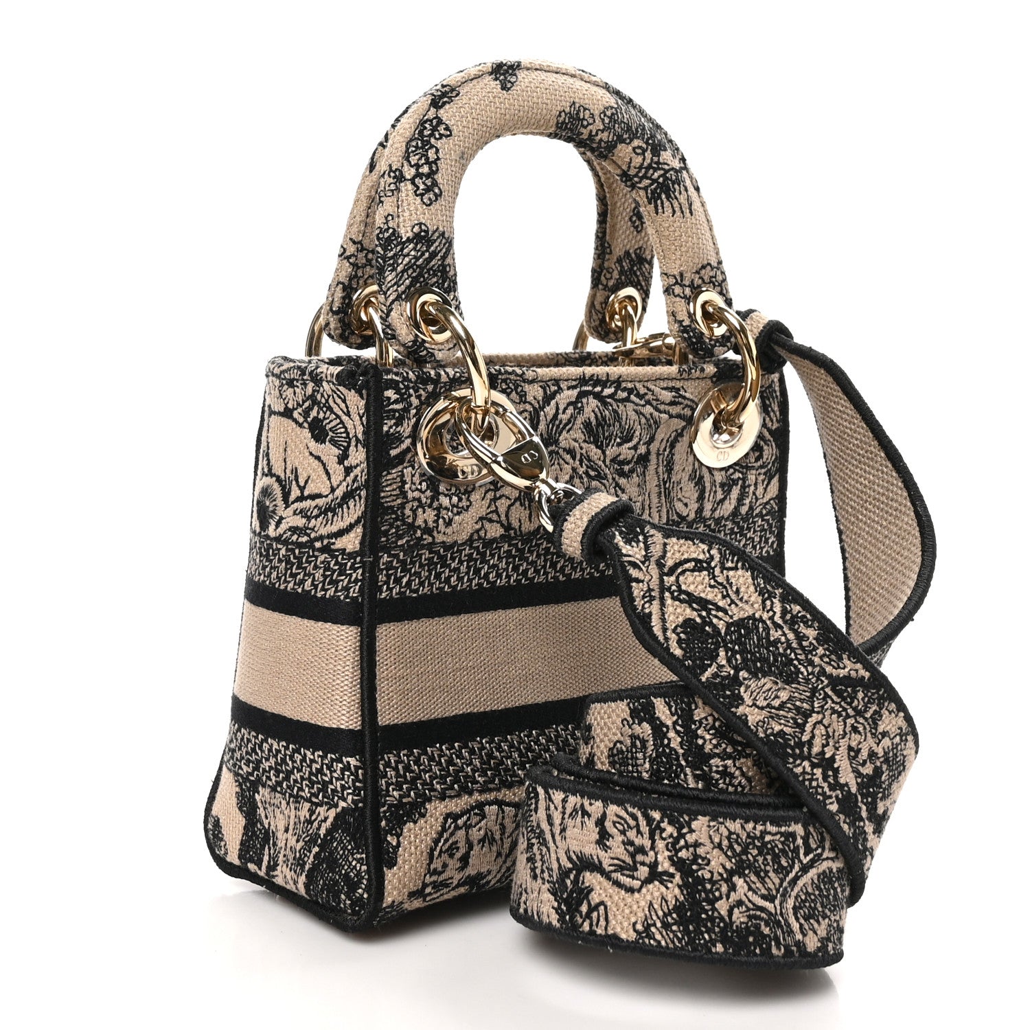 Christian Dior Canvas Toile De Jouy Embroidered Mini Lady D-Lite Beige Mullticolor 3 of 10