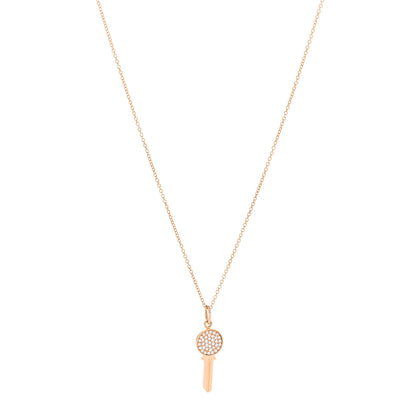 Tiffany 18K Rose Gold Diamond Mini Modern Keys Round Key Pendant Necklace 1 of 6