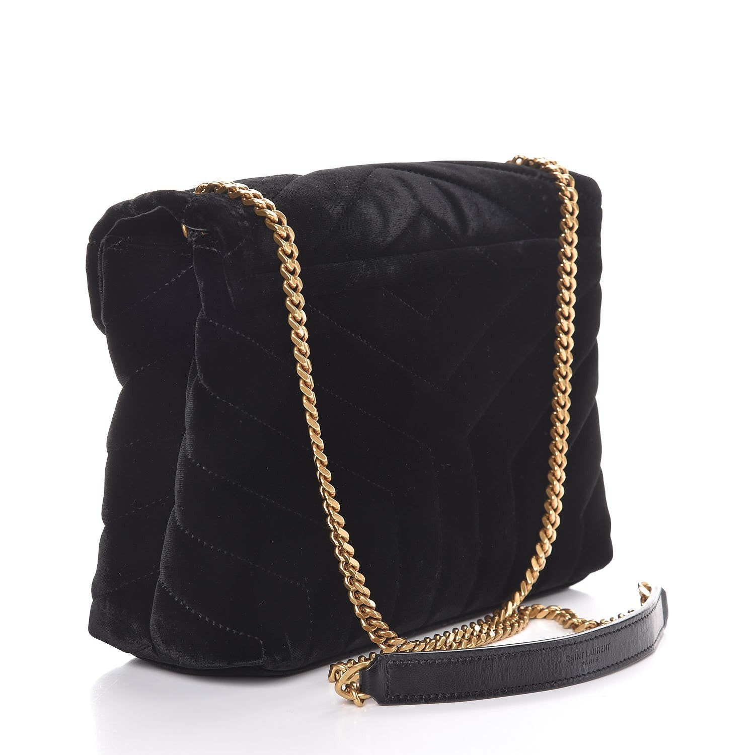 Saint Laurent Velvet Y Quilted Monogram Small Loulou Chain Satchel Black 3 of 8