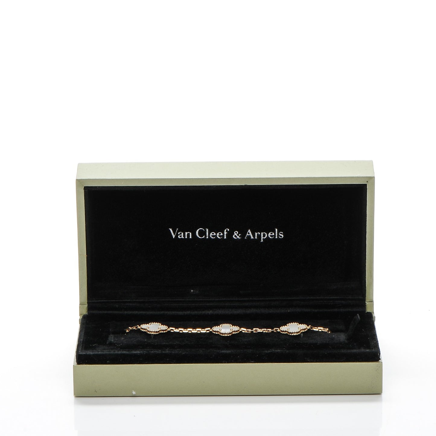 18K Yellow Gold Mother of Pearl 5 Motifs Vintage Alhambra Bracelet