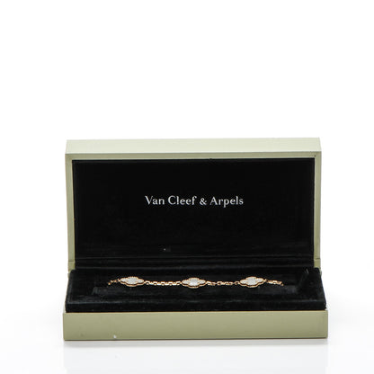 Van Cleef & Arpels 18K Yellow Gold Mother of Pearl 5 Motifs Vintage Alhambra Bracelet 8 of 8