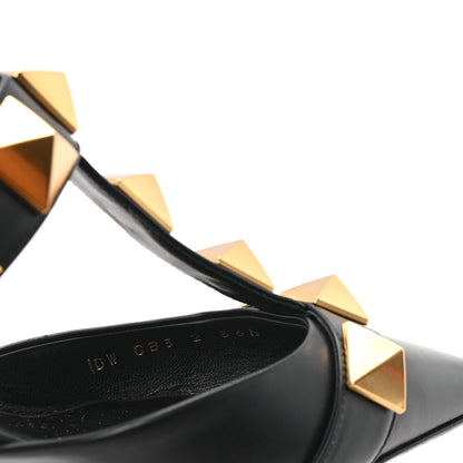 Valentino Garavani Calfskin Roman Stud Ankle Strap 40mm Pumps 36.5 Black 9 of 11