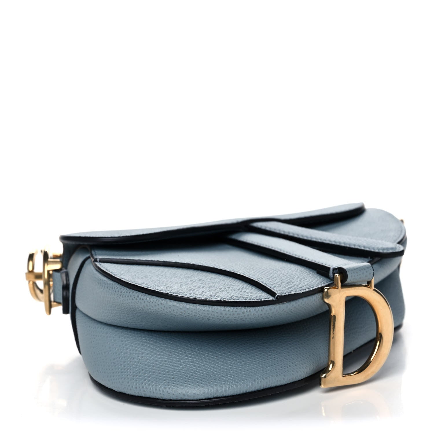 Christian Dior Grained Calfskin Mini Saddle Bag Sky Blue 4 of 13