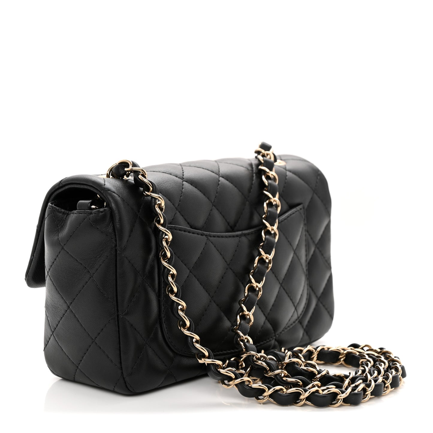 Lambskin Quilted Mini Rectangular Flap Black
