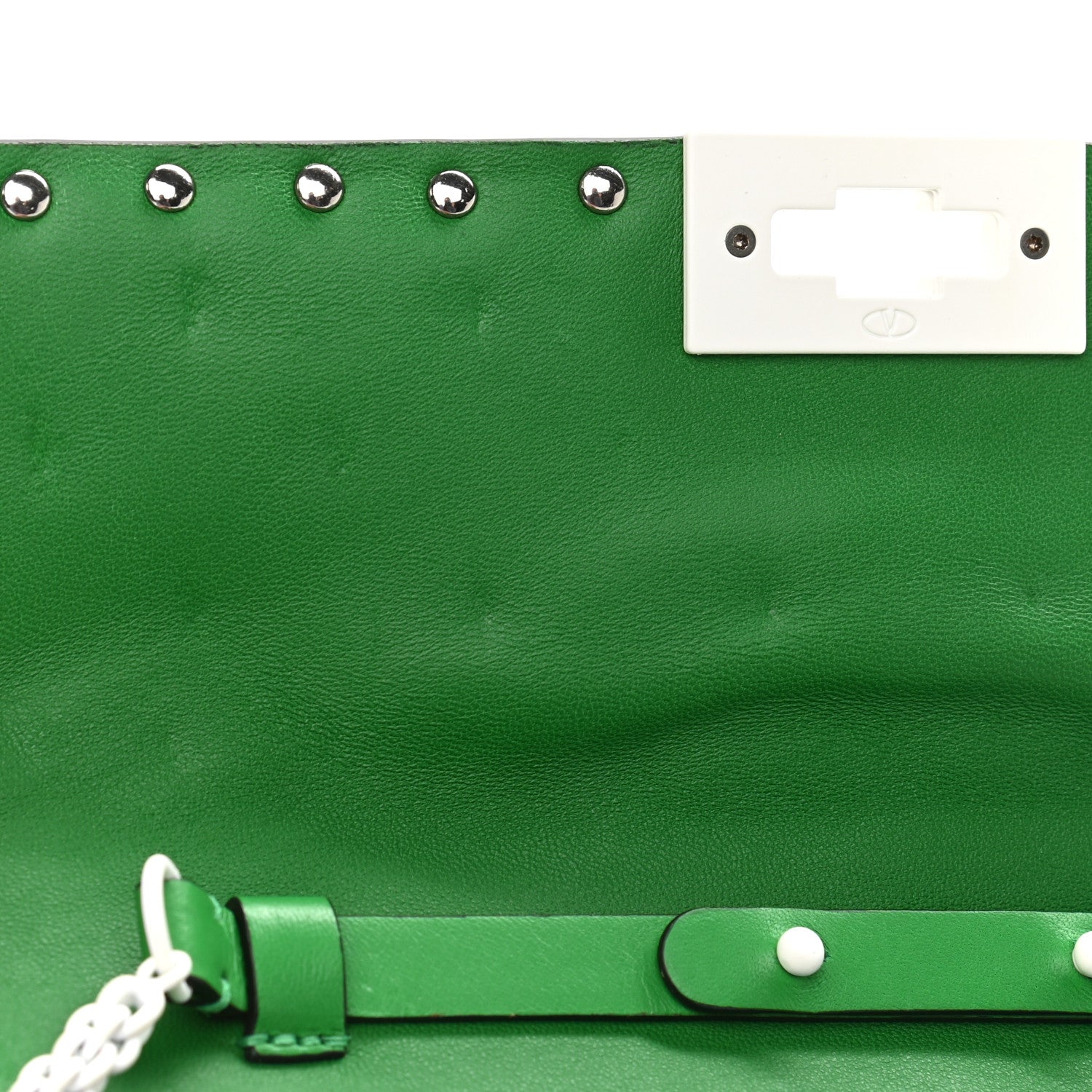 Valentino Garavani Lambskin Free Rockstud Spike Wallet On Chain Peppermint 7 of 12