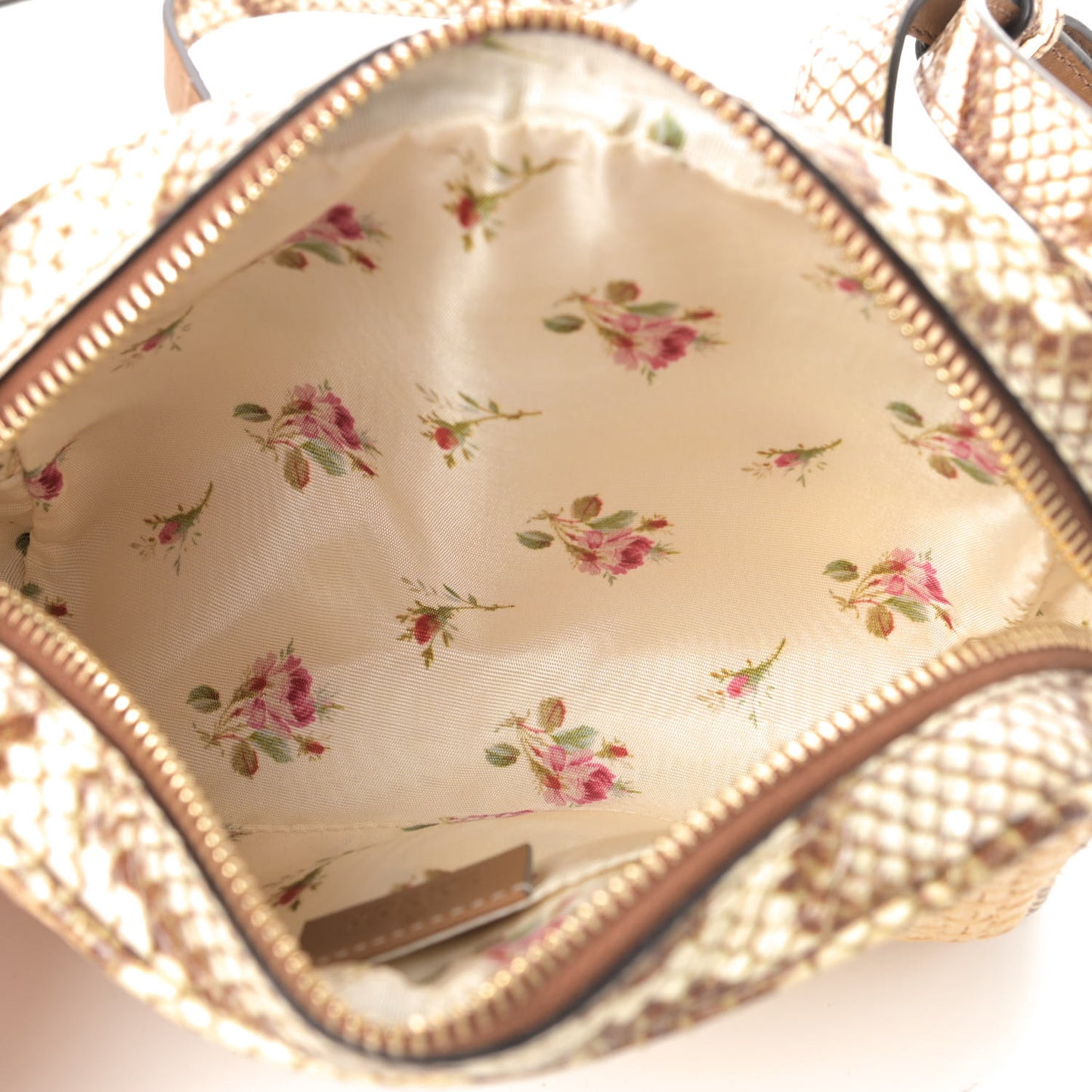 Raffia Elaphe Mini Ophidia Shoulder Bag Natural Cream Brown