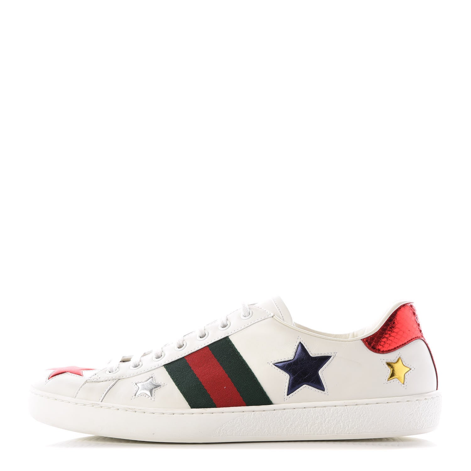 Gucci Calfskin Ayers Web Star Embroidered Mens Ace Sneakers 10.5 White Multi 1 of 8