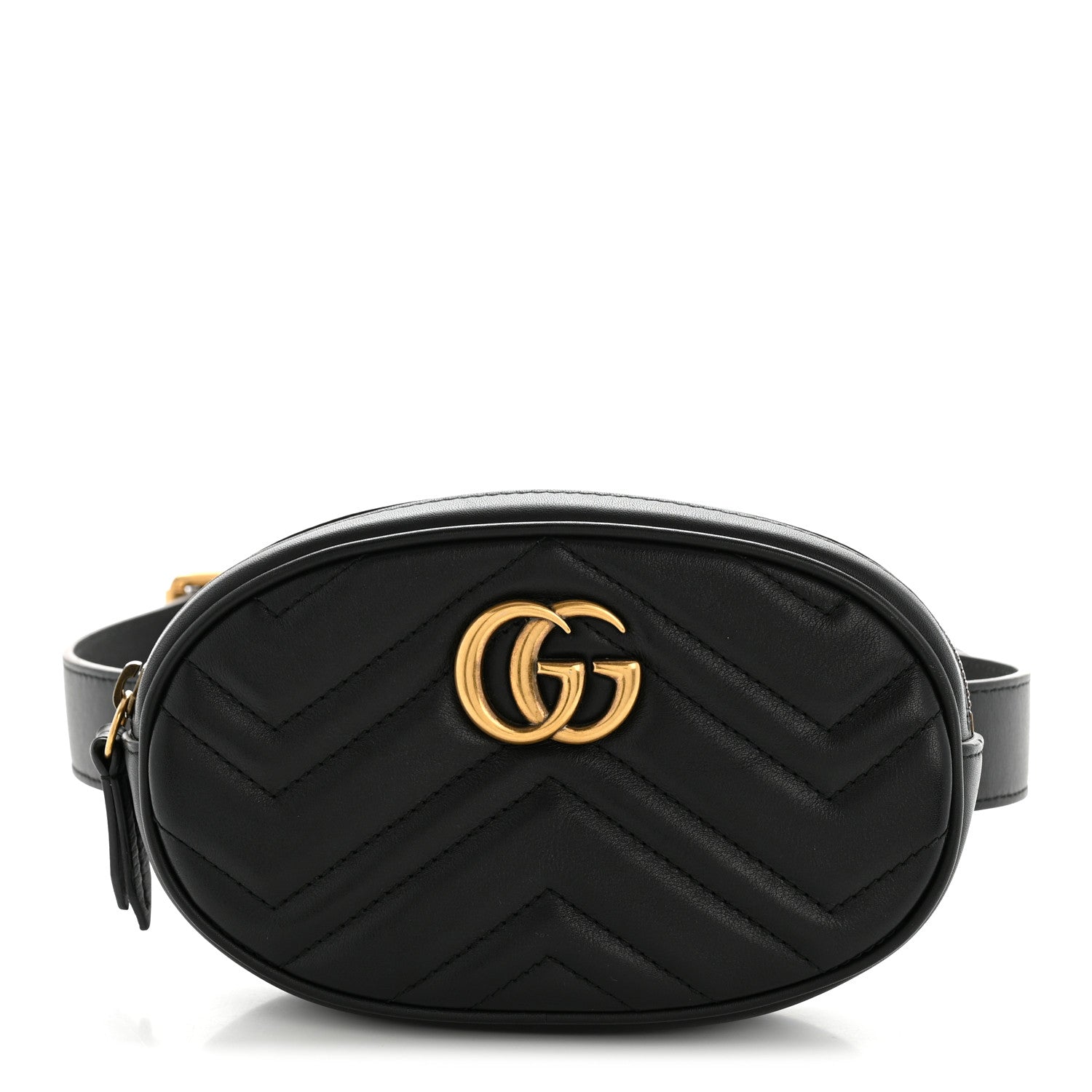 Gucci Calfskin Matelasse GG Marmont Belt Bag 85 34 Black 1 of 12
