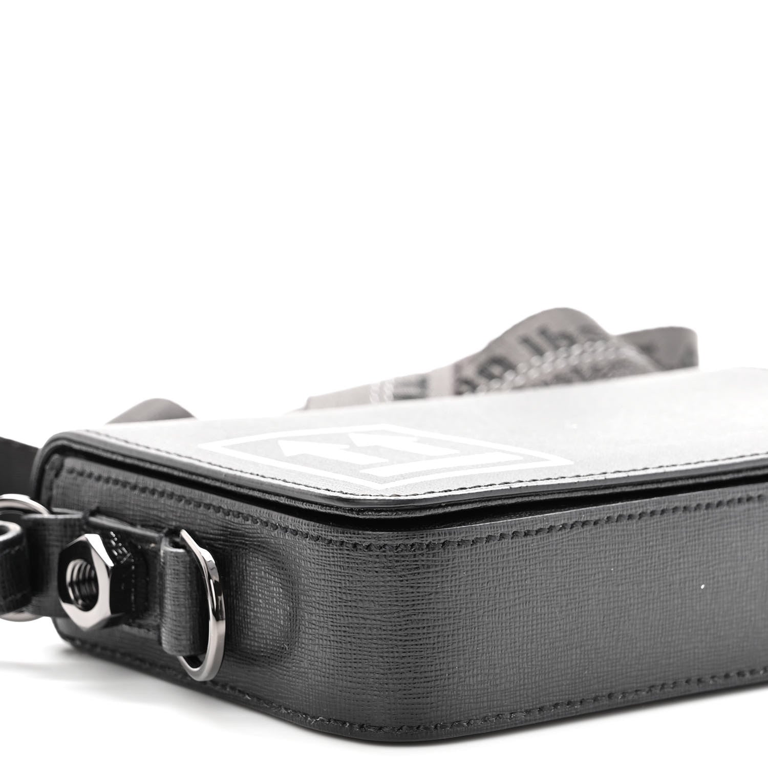 Off-White Saffiano Binder Crossbody Bag Black White 8 of 12