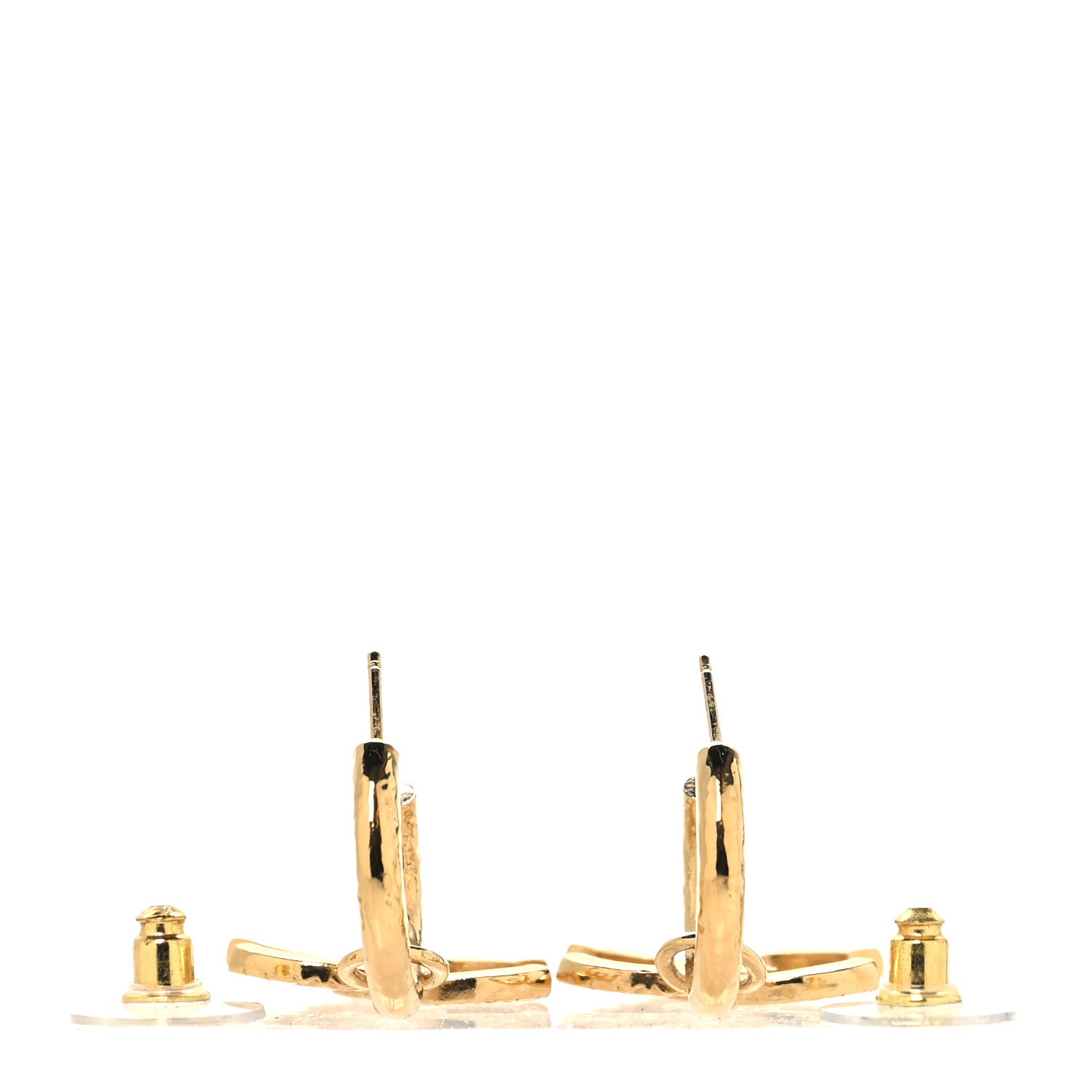 Chanel Quilted CC Logo Hoop Earrings Gold 3 of 5