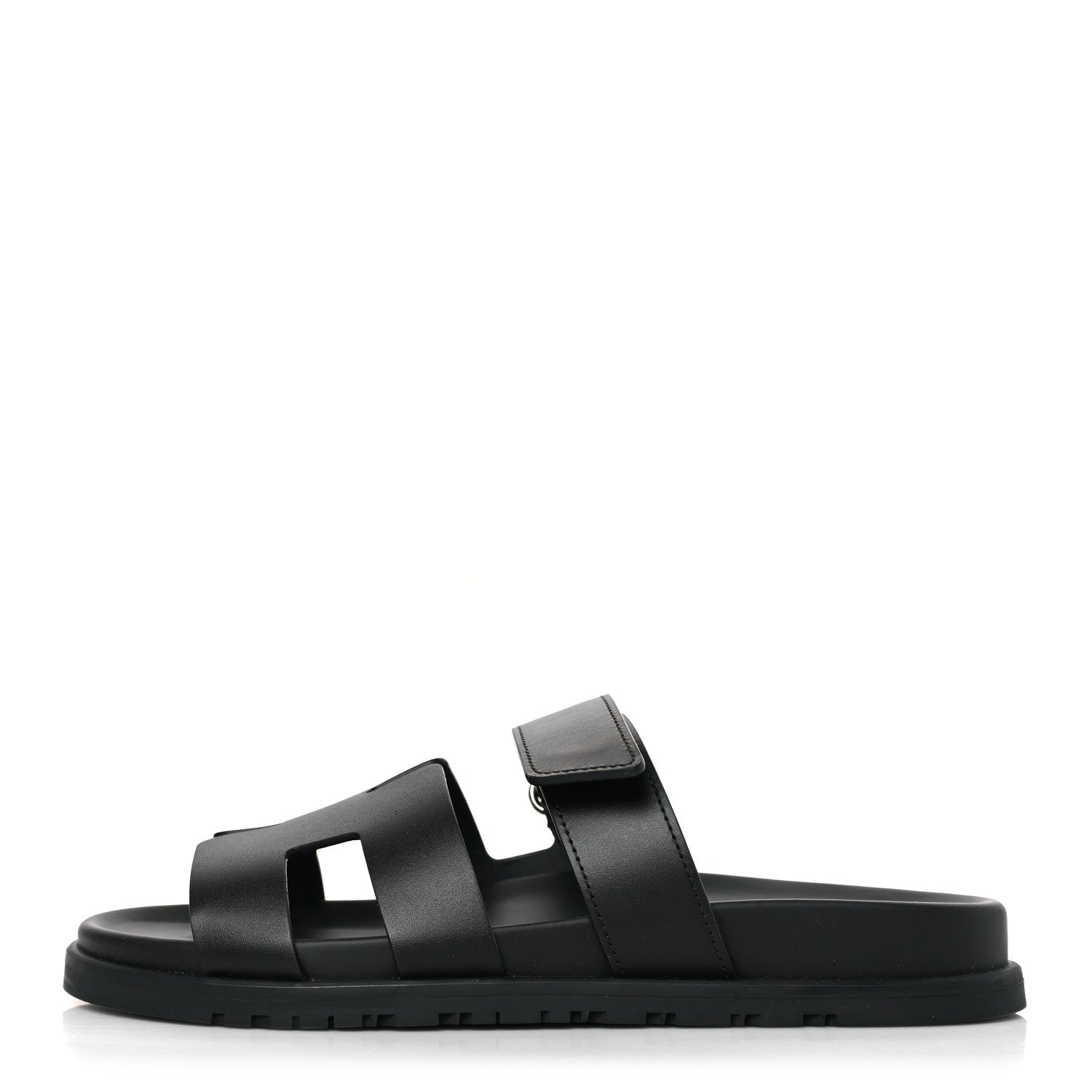 Hermes Calfskin Womens Chypre Sandals 39.5 Black 1 of 9