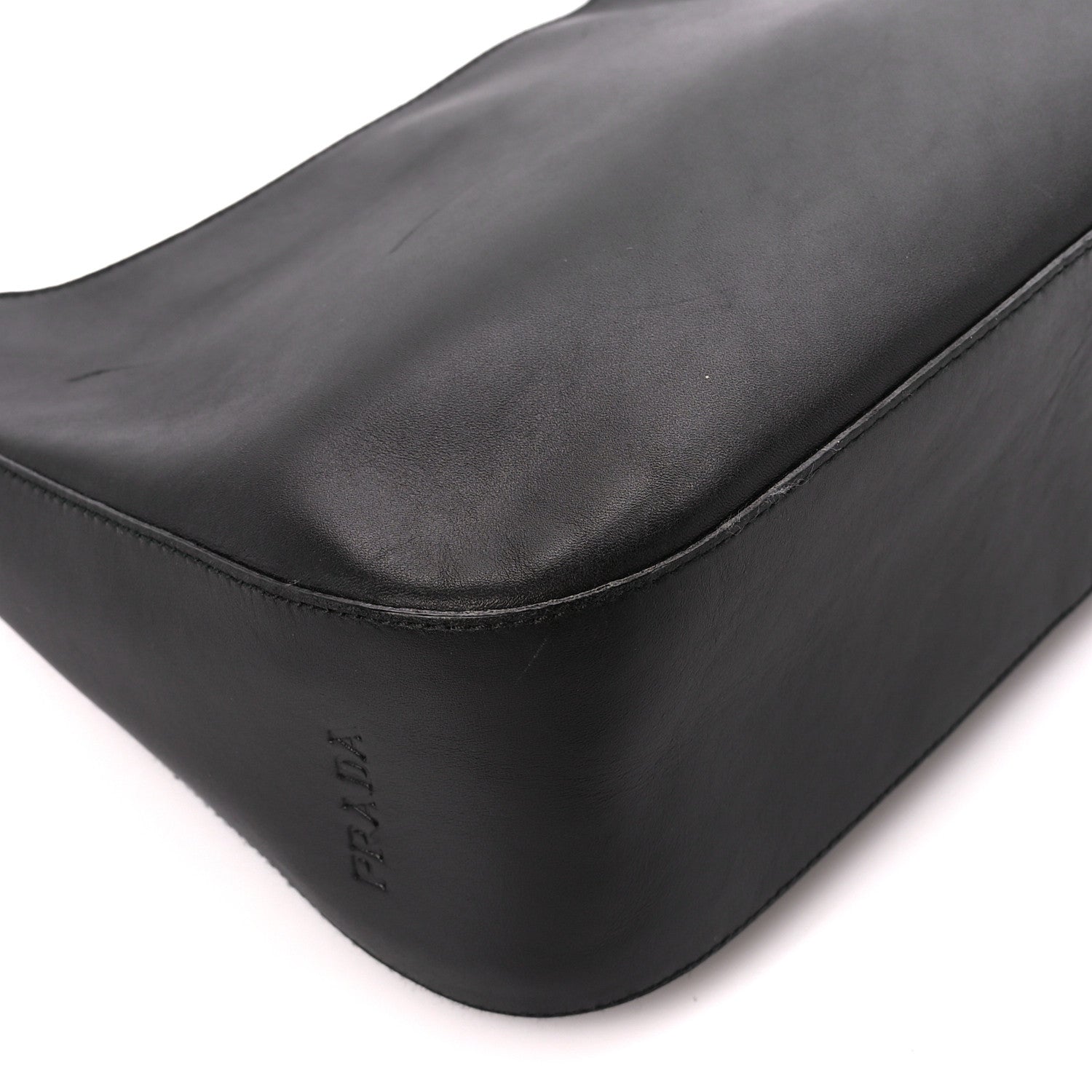 Prada Saffiano Logo Embossed Shoulder Bag Black 10 of 12