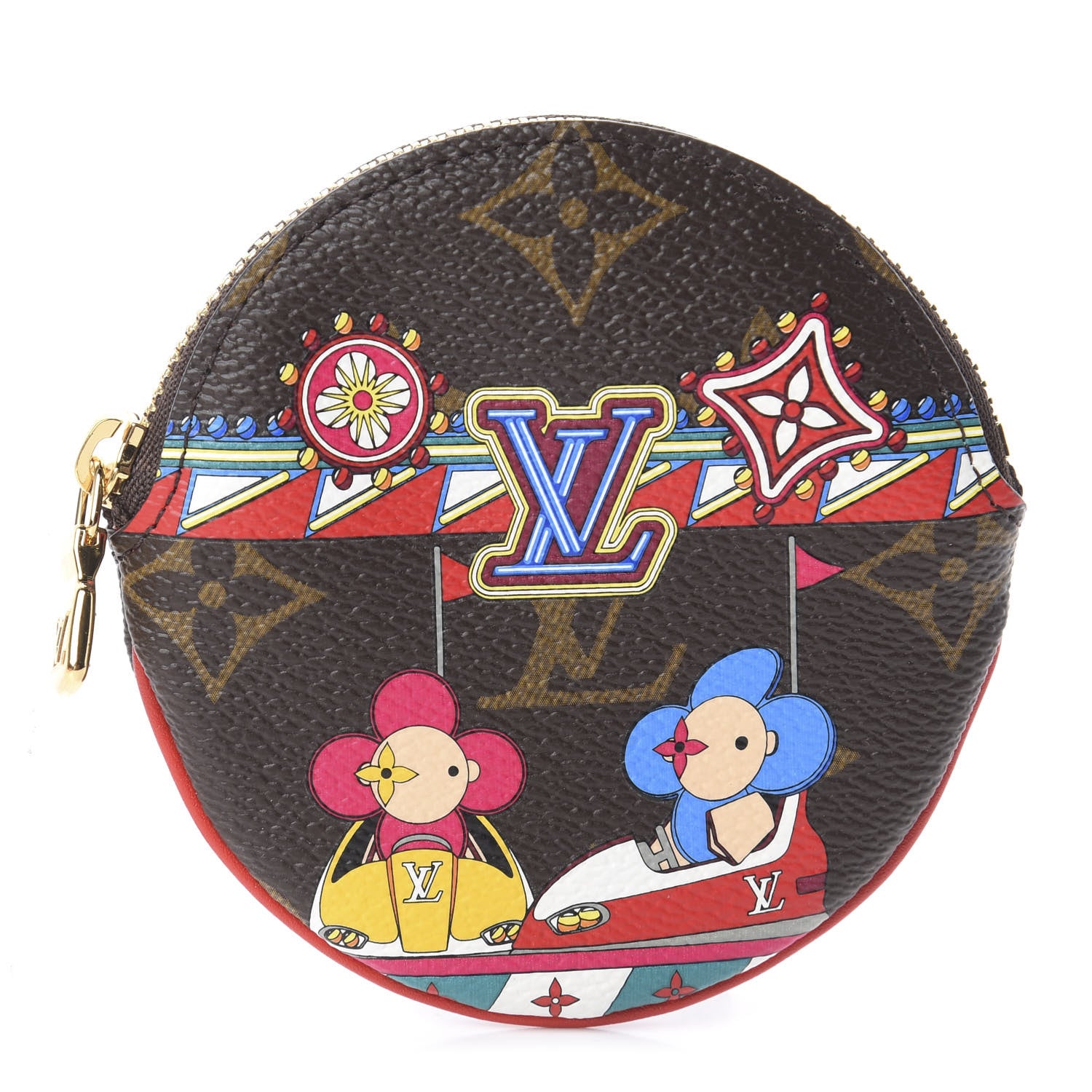 Louis Vuitton Monogram 2020 Christmas Animation Bumper Cars Round Coin Purse Coquelicot 1 of 5